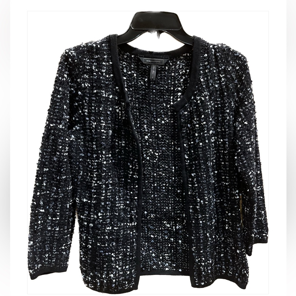 BCBGmaxazria Cardigan Black Tweed Size Medium